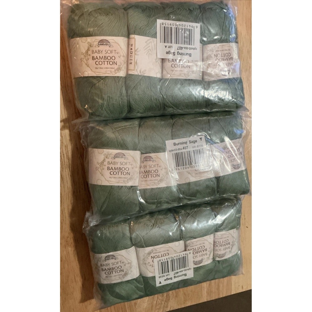JubileeYarn Baby Soft Cotton Yarn - 50g/Skein - Burning Sage - 12 Skeins